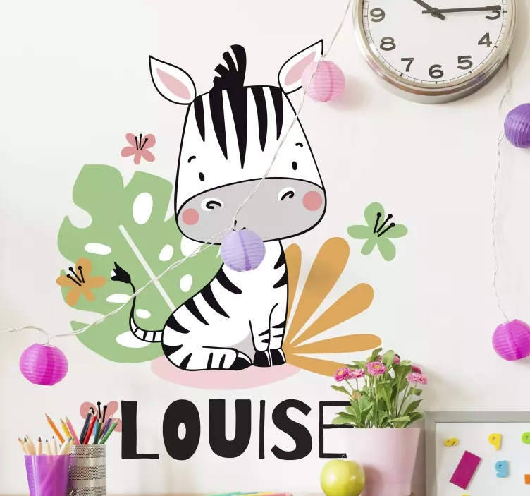 Adorable Zebra Figure kid's sticker - TenStickers