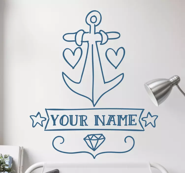 Anchor Heart Personalization location sticker - TenStickers