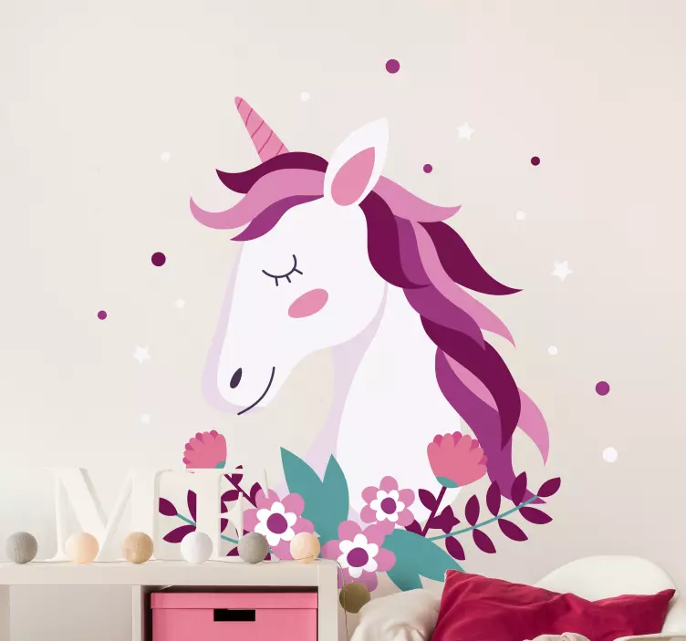 Animal wall decor playful unicorn art print - TenStickers