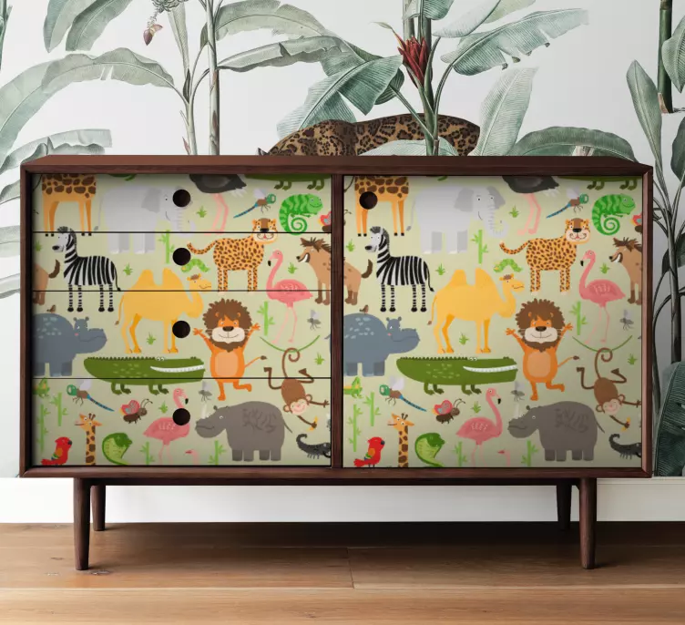 Animals of the jungle design furniture sticker - TenStickers