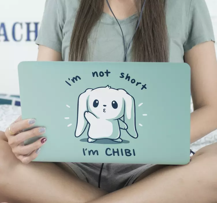 Anime I'm not short, I'm Chibi laptop skins - TenStickers