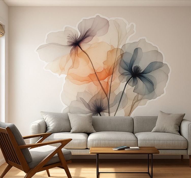 Aquarella poppies living room wall sticker - TenStickers