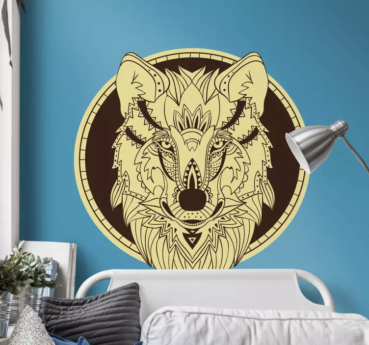 Artistic Wolf Head dinosaur wall sticker - TenStickers