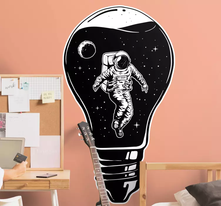 Astronaut In Bulb space sticker - TenStickers