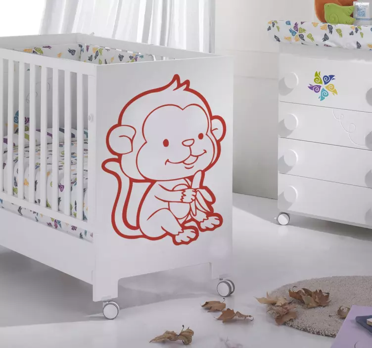 Baby Monkey & Banana Wall Sticker - TenStickers