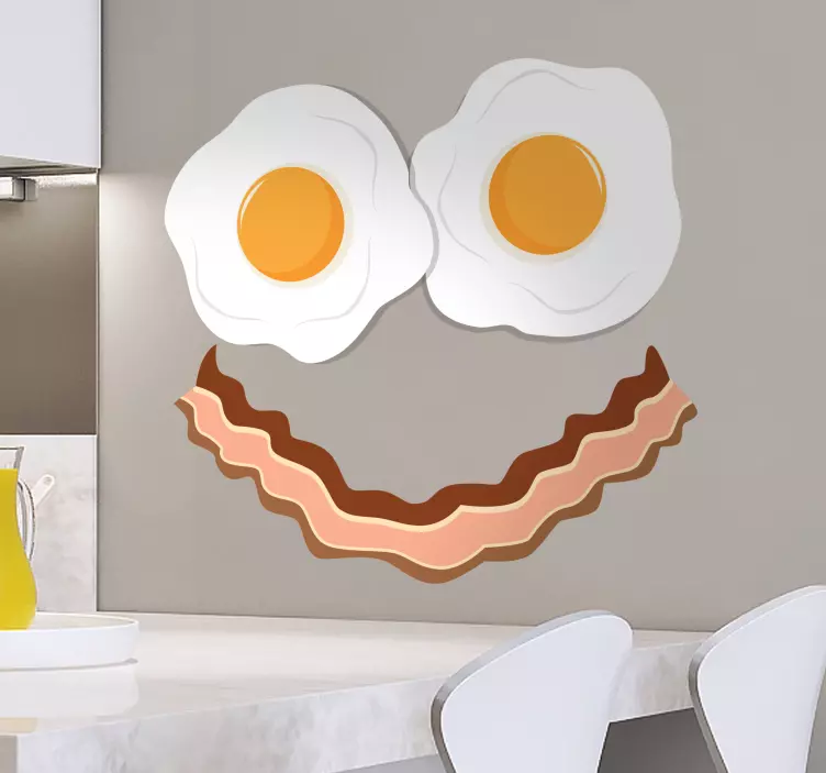 Bacon and Eggs Smile Wall Sticker - TenStickers