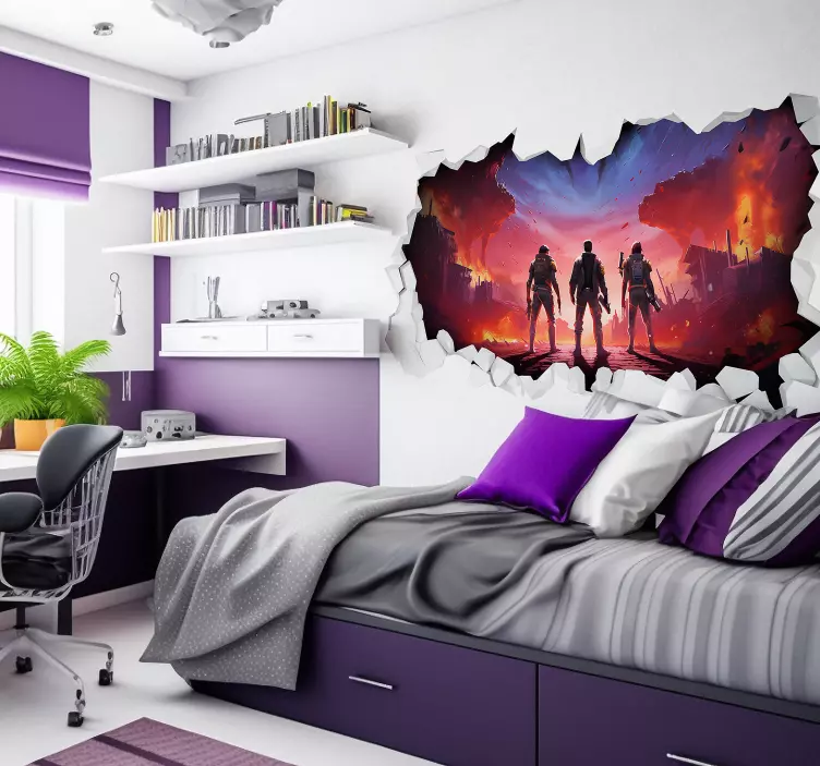 Battle scene 3D wall sticker - TenStickers