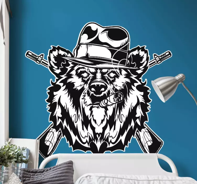 Bear With Hat cat sticker - TenStickers