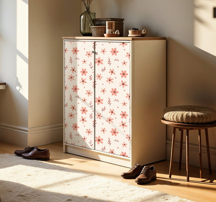 Beige flowers furniture sticker - TenStickers