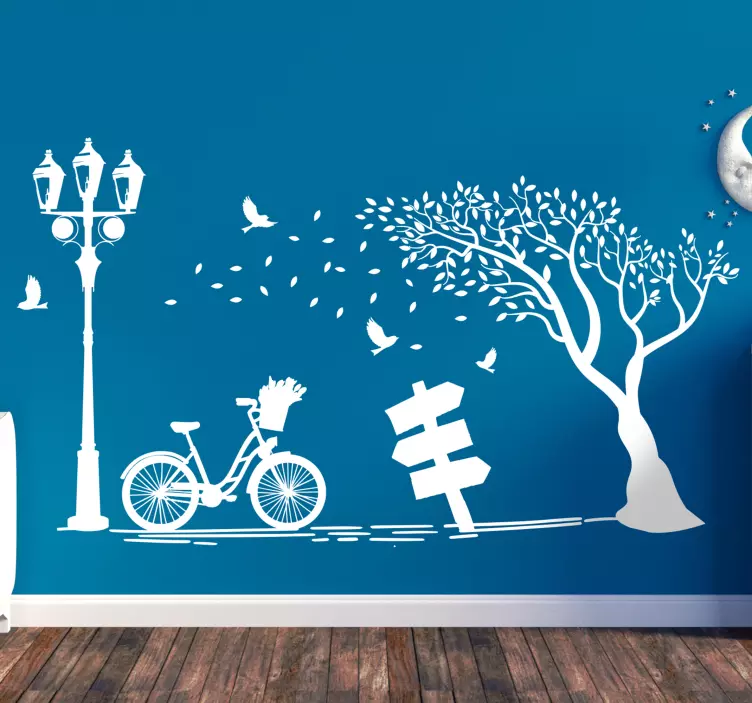 Bicycle With Lamp nature wall sticker - TenStickers