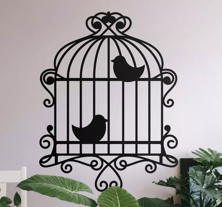 Bird sticker elegant birdcage design - TenStickers