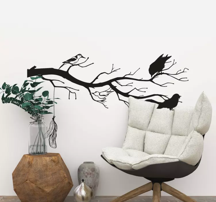 Bird sticker elegant tree branch design - TenStickers
