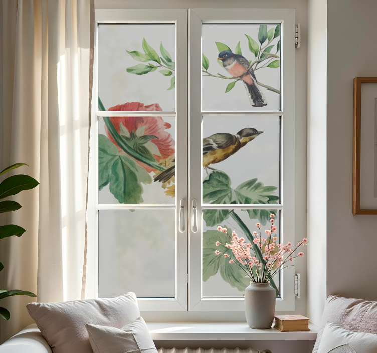 Birds and branches window sticker - TenStickers