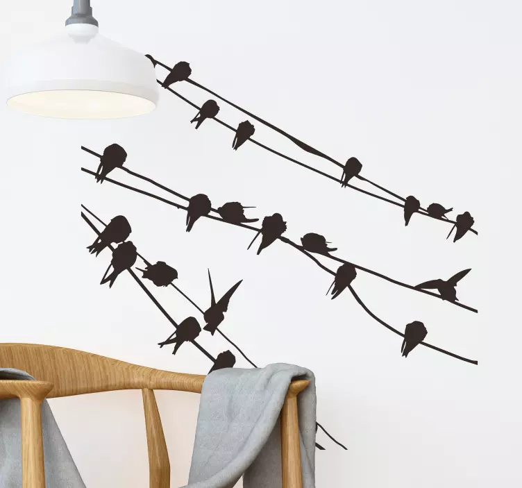 Birds Telephone Lines Wall Sticker - TenStickers