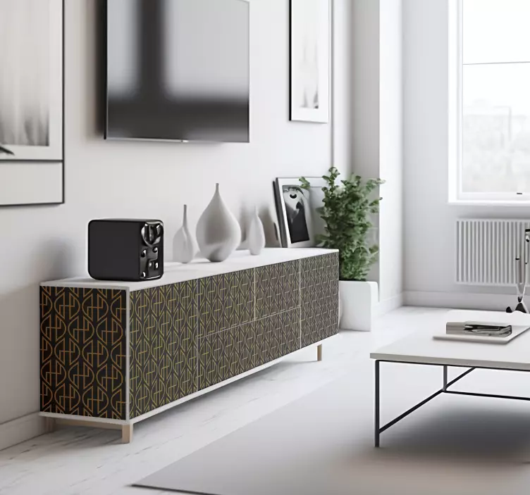Black and gold deco lines furniture sticker - TenStickers