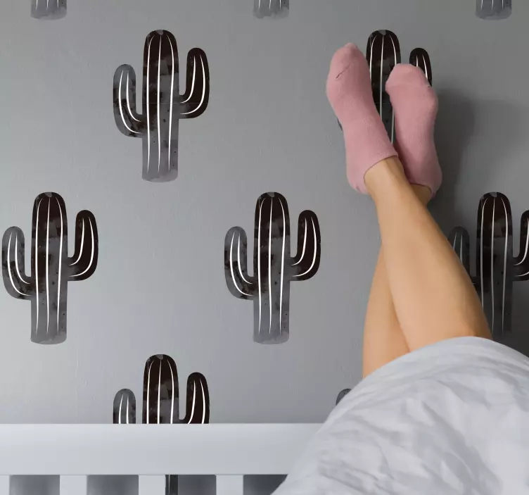 Black and White Cactus Stickers - TenStickers
