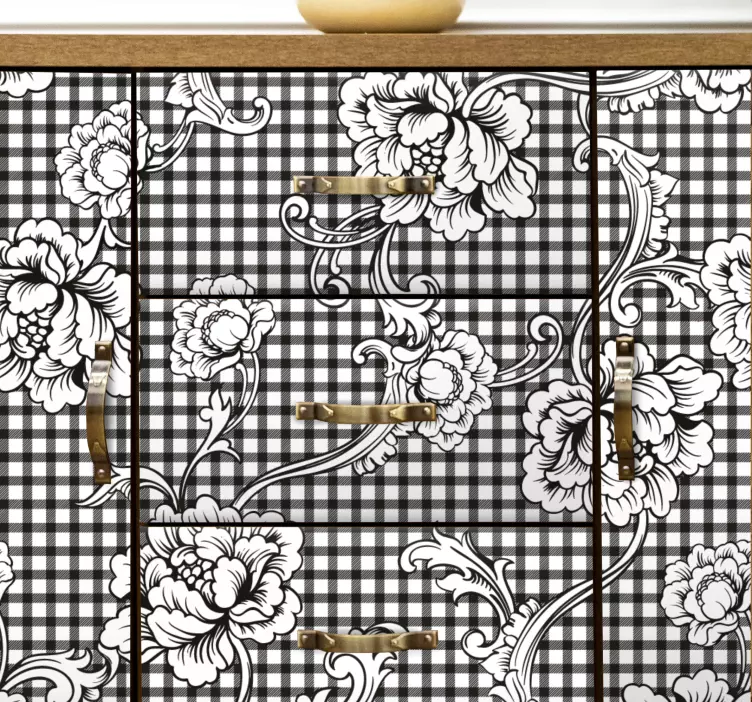 Vintage gingham pattern furniture sticker - TenStickers