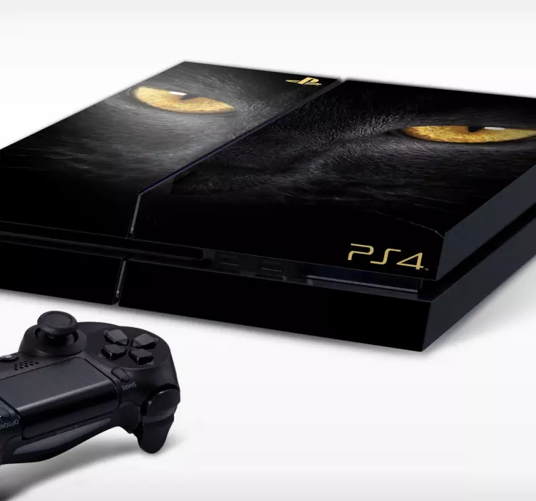 Close up black feline cat face ps4 skin - TenStickers