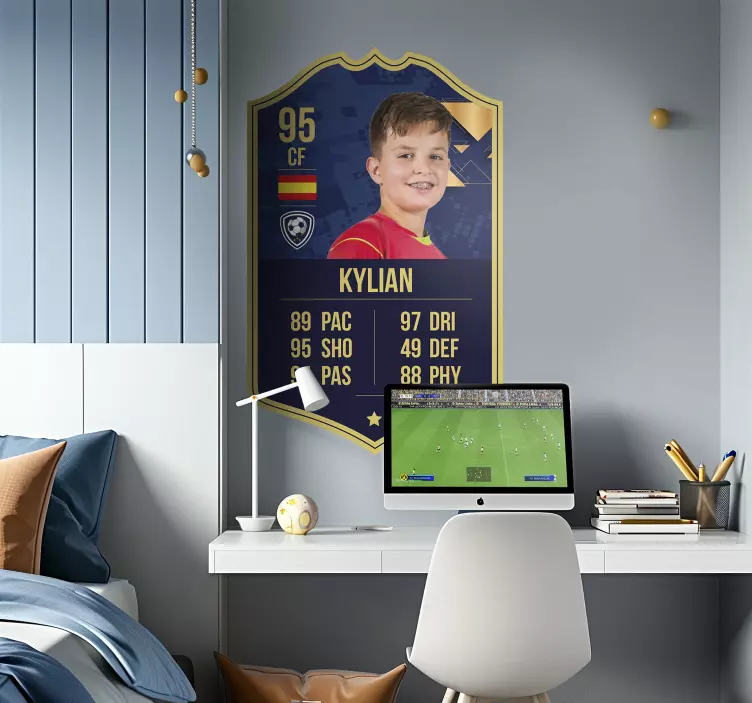 Blue and gold card football wall sticker - TenStickers