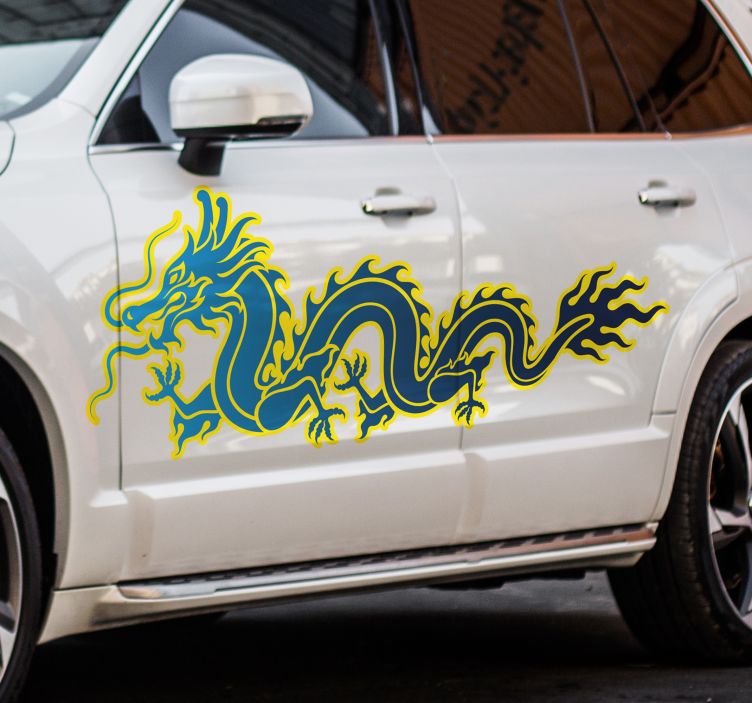 blue flame dragon Car Sticker - TenStickers