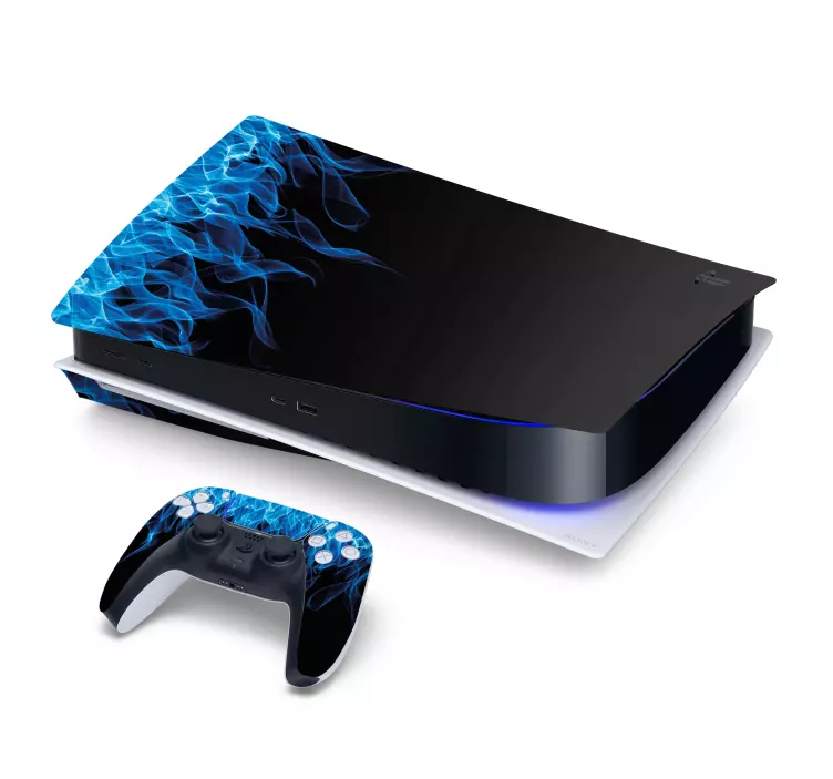 Blue flames pattern PS5 sticker - TenStickers