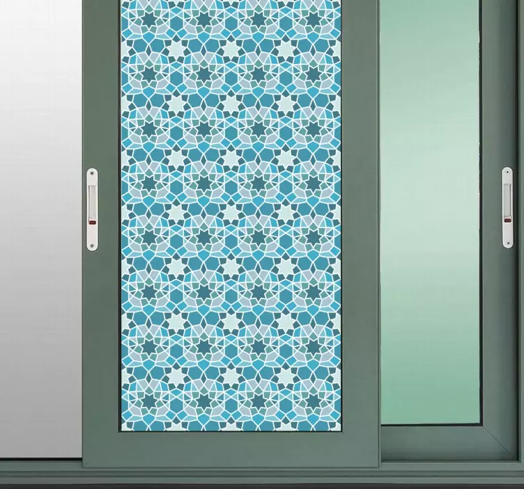 Blue Geometric Door Sticker - TenStickers