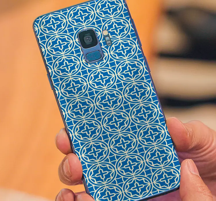 Blue Patterned Cover Samsung stickers - TenStickers