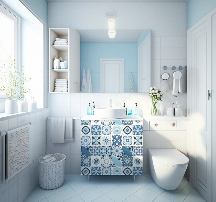 Blue Tiles furniture decal   - TenStickers