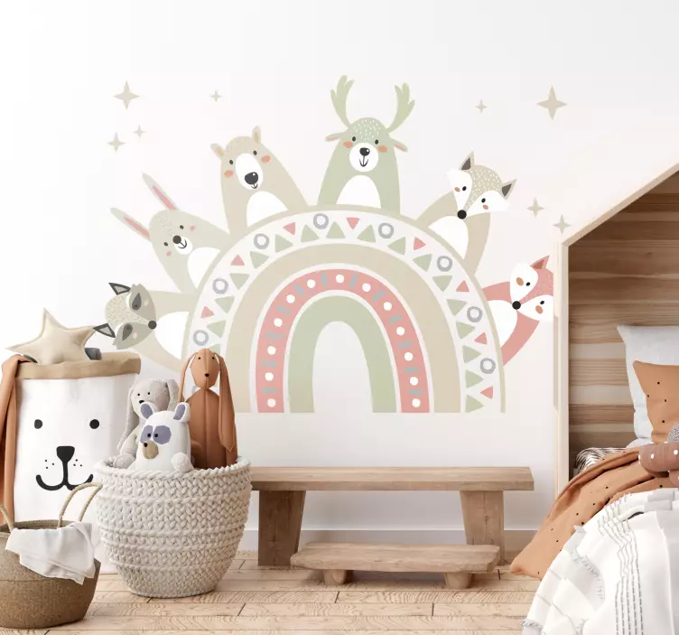 Boho rainbow wild animals wall sticker - TenStickers