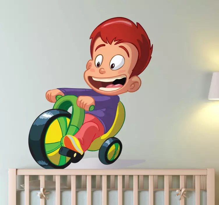 Boy with Bike Toy Kids Sticker - TenStickers