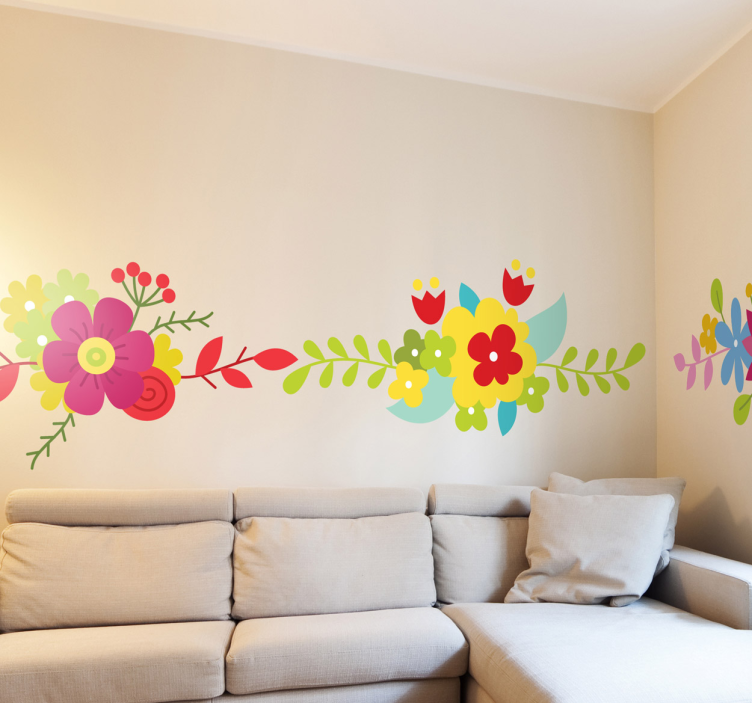 Bright Floral Border Decal - TenStickers