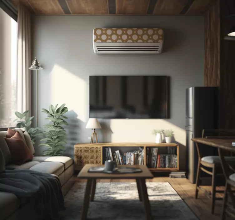 Brown with white dots air conditioner sticker - TenStickers