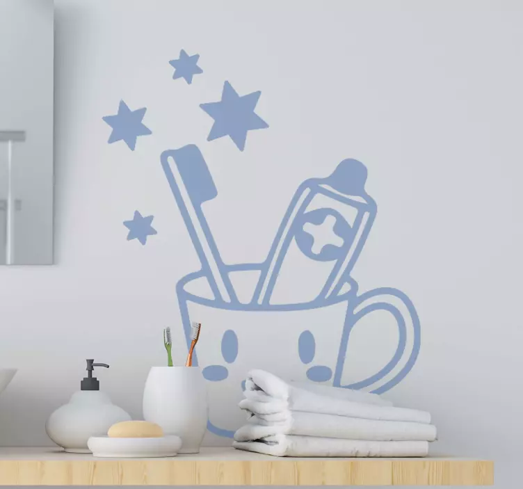 Brush Teeth and toothpast holder Bathroom decal - TenStickers