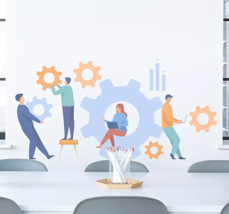 Business sticker teamwork and gears design - TenStickers