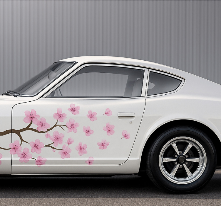 Car sticker pink cherry blossom decal - TenStickers