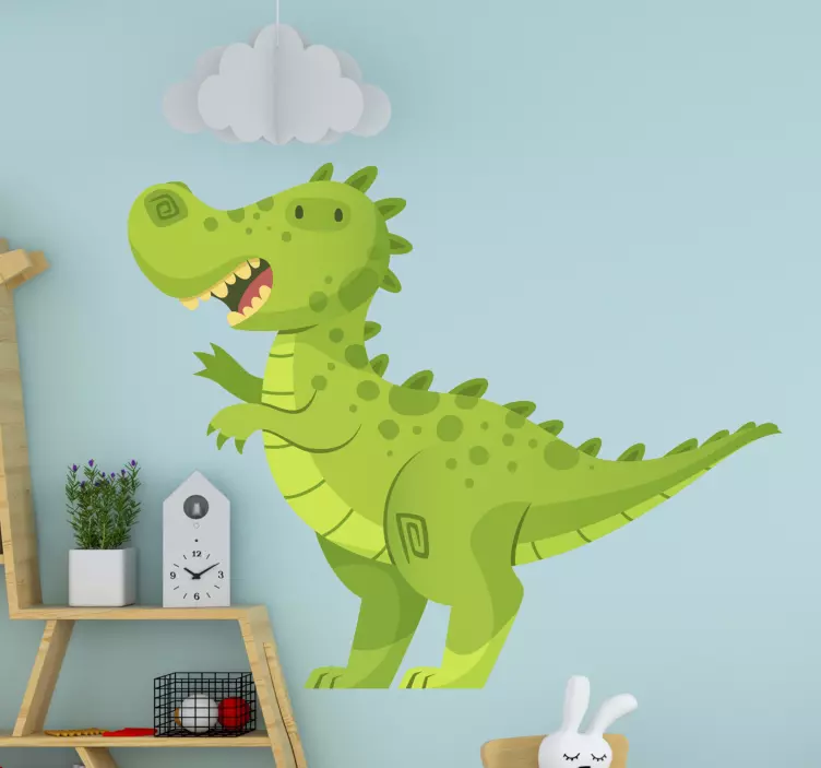 Green cartoon children dinosaur wall sticker - TenStickers