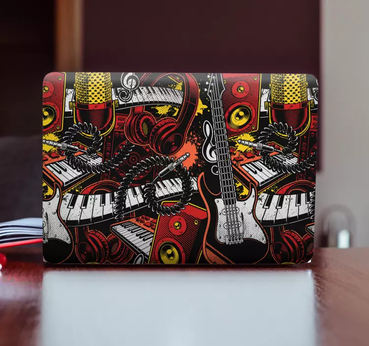Cartoon musical instruments pattern laptop skin - TenStickers