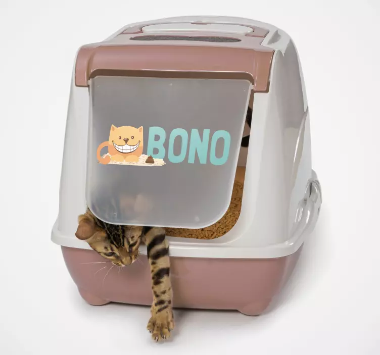 Cat litter box name cat sticker - TenStickers