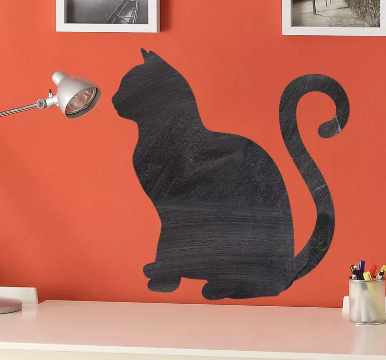 Cat Silhouette Blackboard Sticker - TenStickers
