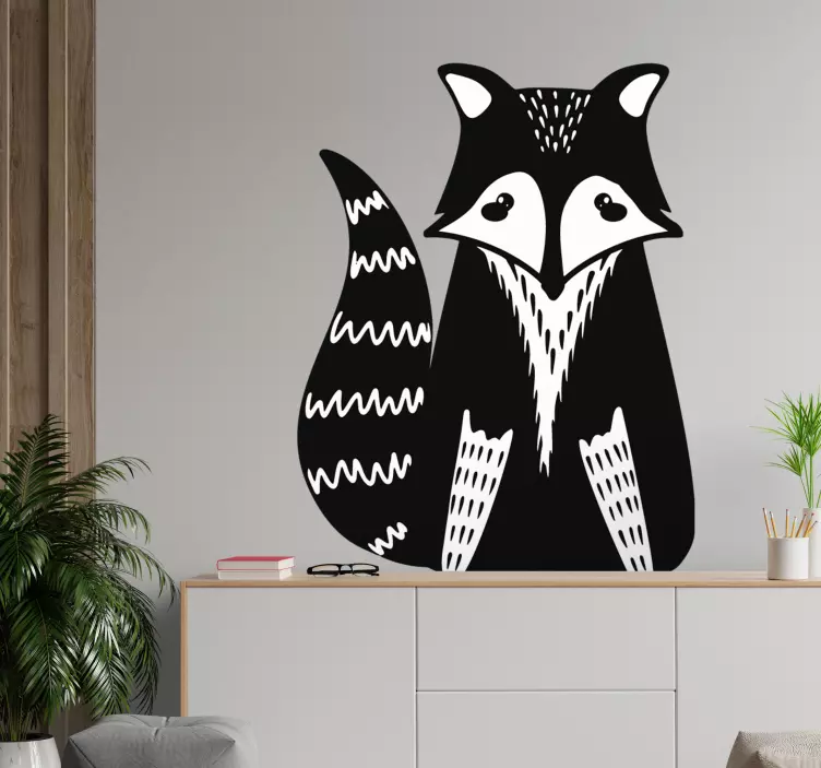 Cat sticker charming raccoon design - TenStickers