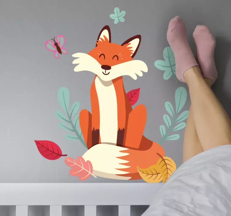 Cat sticker featuring a smiling fox character - TenStickers