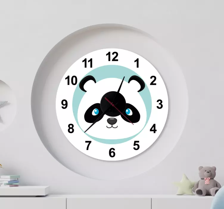 Cat sticker panda face clock - TenStickers