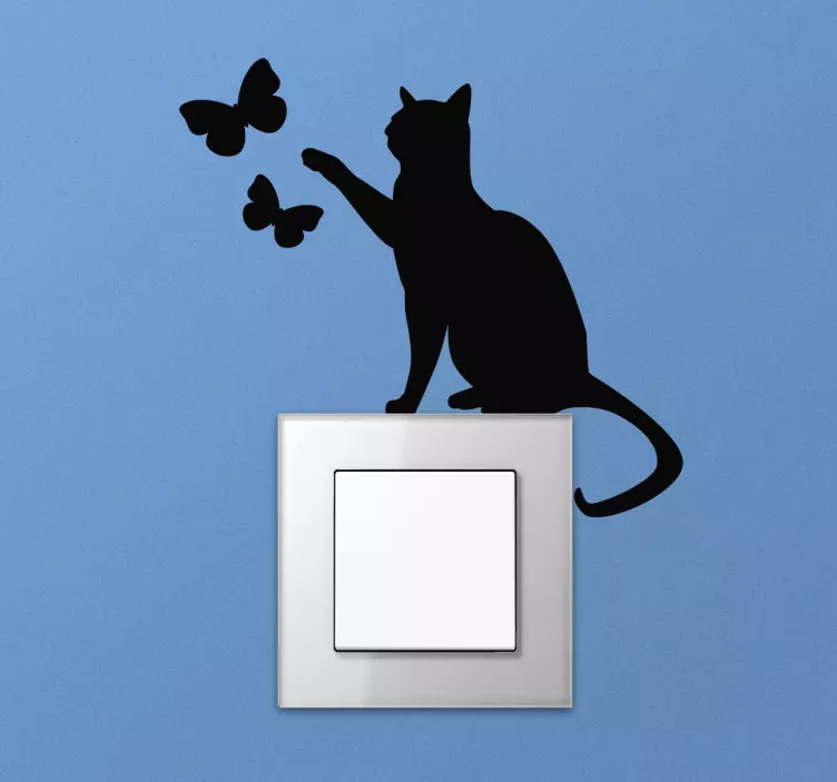 Cat with butterflies light switch sticker - TenStickers