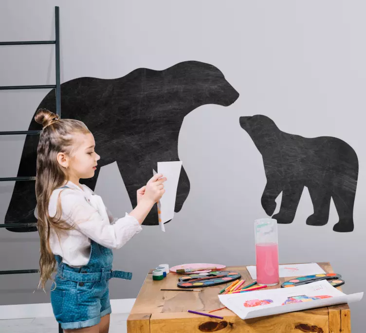 Chalkboard sticker playful bear shapes - TenStickers