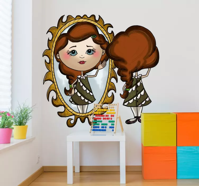Charming Girl Reflection kid's sticker - TenStickers