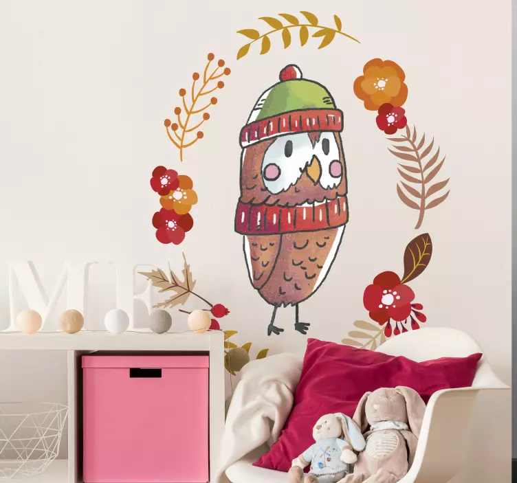 Charming Winter Owl bird sticker - TenStickers
