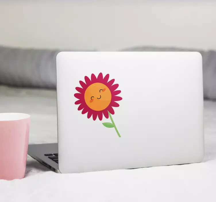 Cheerful flower shape laptop sticker - TenStickers