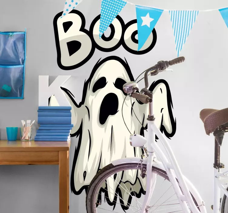 Boo ghost figure halloween sticker - TenStickers