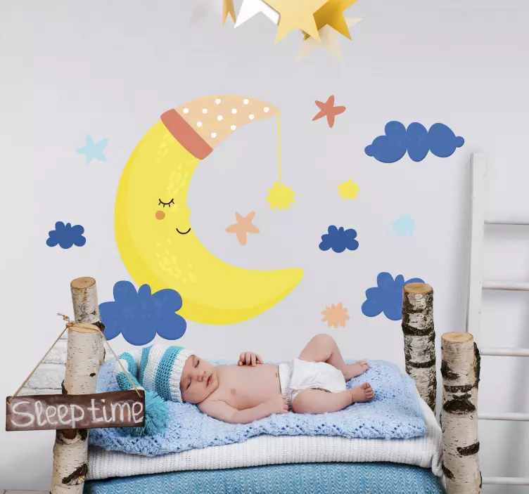 Cheerful Moon Decor kid's sticker - TenStickers
