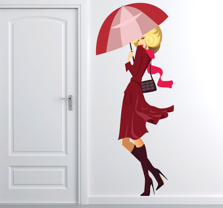 Chic woman with umbrella health and beauty sticker - TenStickers